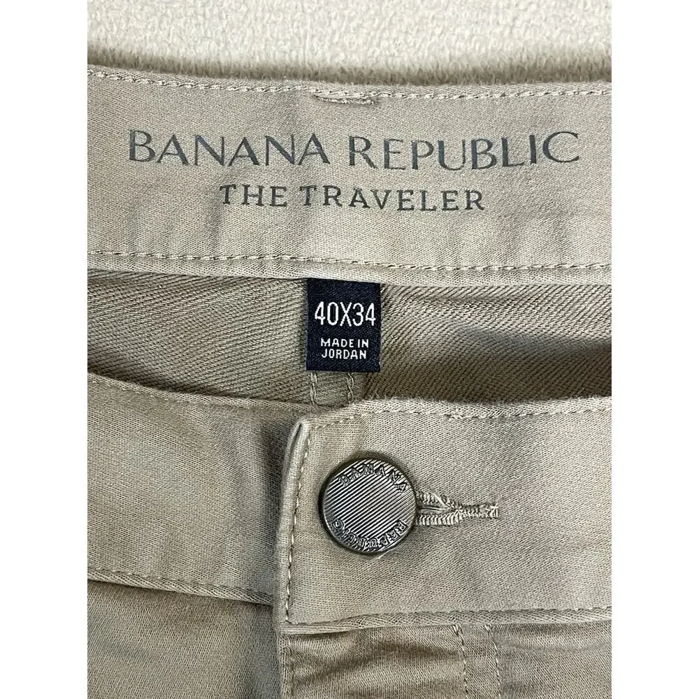 Banana Republic Pants‎ Mens 40x34 Khaki The Traveler Slim Fit High Rise Straight